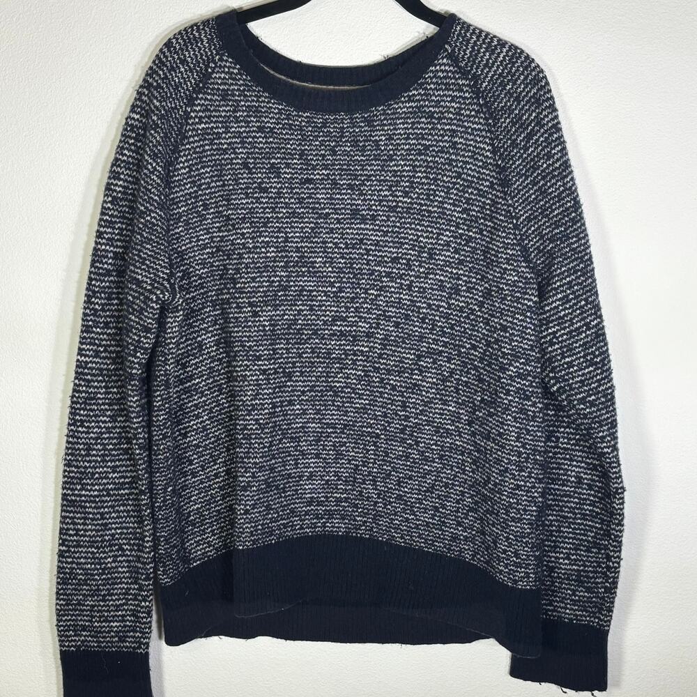 Banana Republic L Navy Marled Knit Crewneck Pullover Sweater Wool Blend